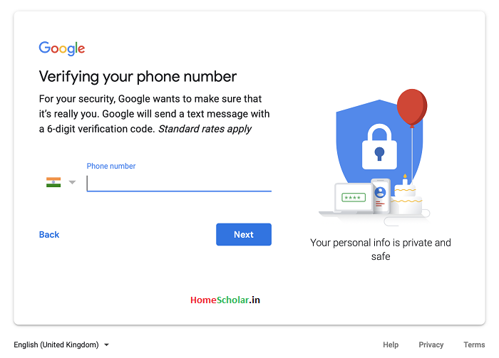 mobile number verify in google account in hind