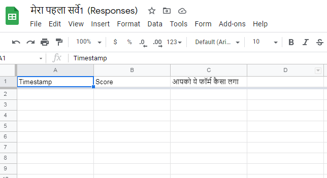 Spreadsheet google form