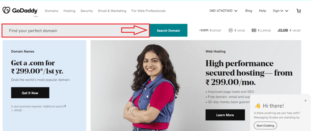 Buy Domain from GoDaddy in Hindi