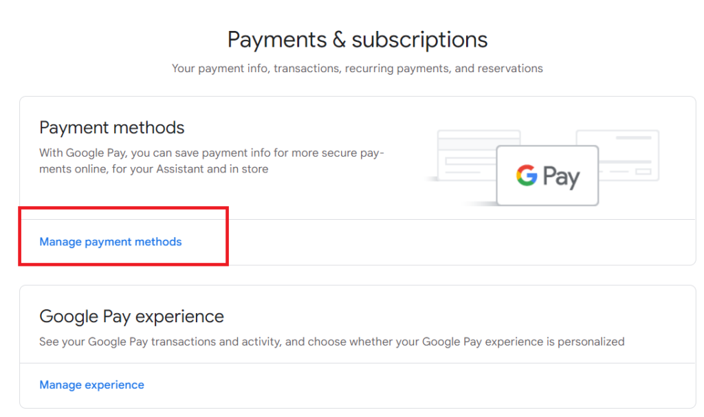 google account Manage payment methods in Hindi