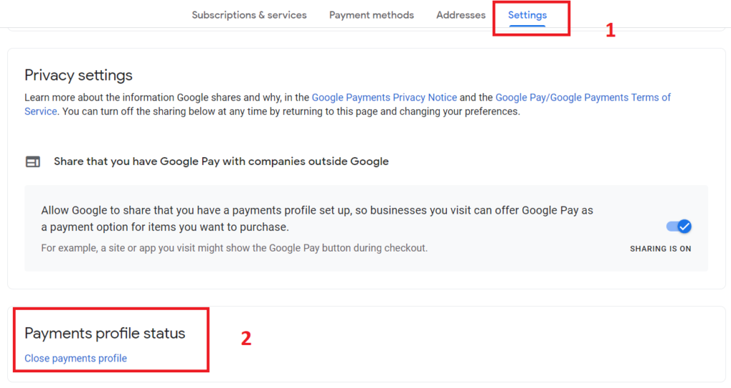 Close payment profile for google AdSense in Hindi